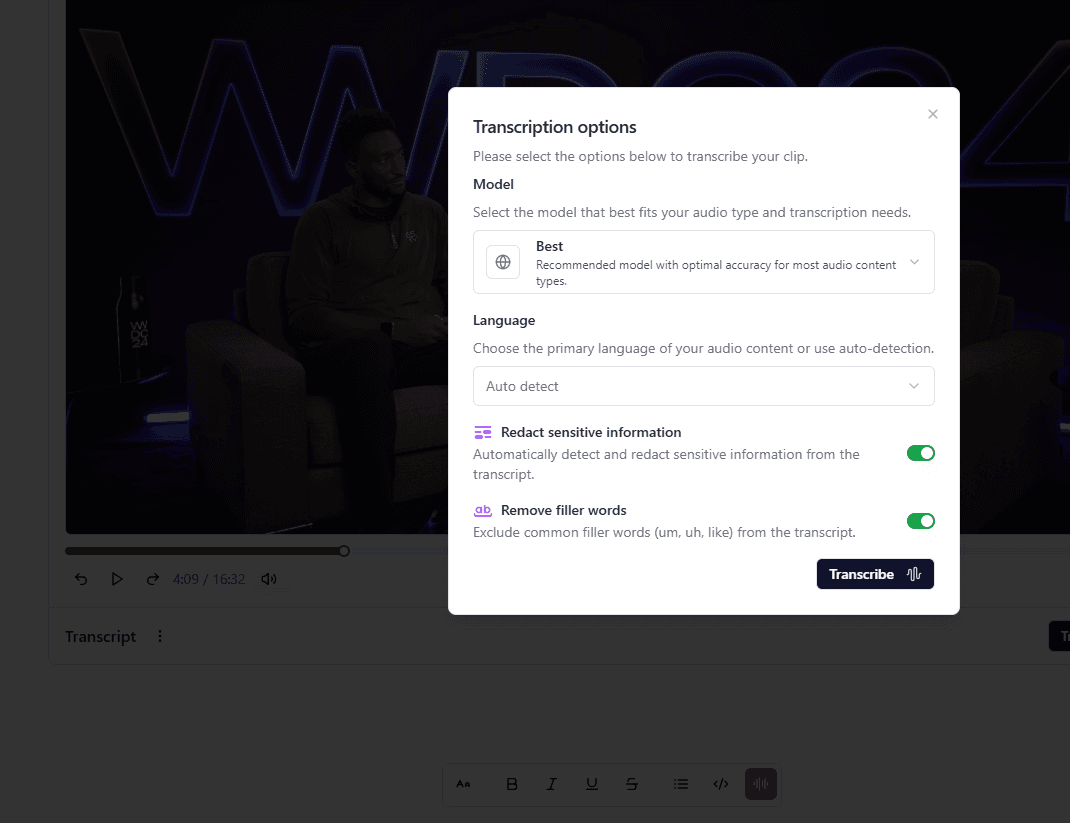 Focus group analysis dashboard showing speaker identification and sentiment analysis
