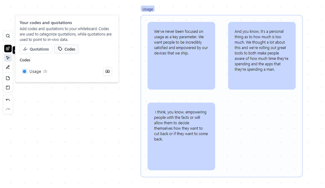 Coding and categorization in Leapfrog